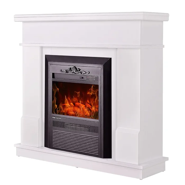 Camino Elettrico da Pavimento 100×103,4×30 cm Effetto Fiamma 2000W Rodos & Cristina Bianco