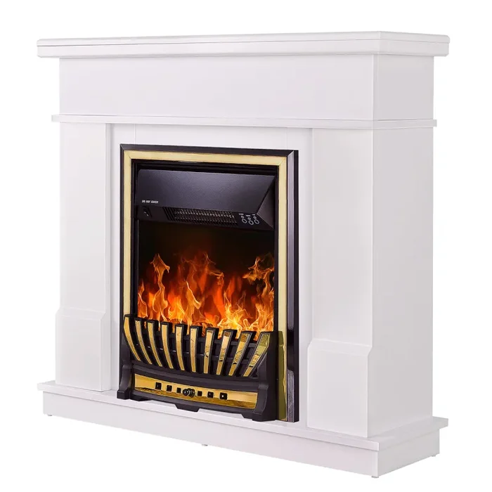 Camino Elettrico da Pavimento 100×103,4×30 cm Effetto Fiamma 2000W Rodos & Meridian Bianco