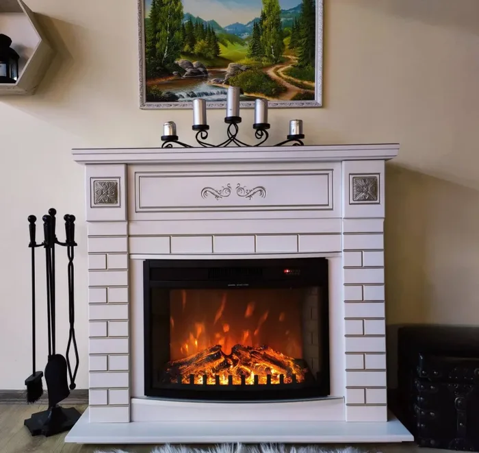 Camino Elettrico da Pavimento 100,5x115x33 cm Effetto Fiamma 1500W Orion & Zakinthos Bianco - immagine 2