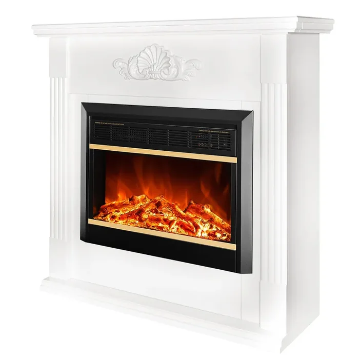 Camino Elettrico da Pavimento 100x100x32 cm Effetto Fiamma 1500W Sofia & Mars Bianco Fornitura