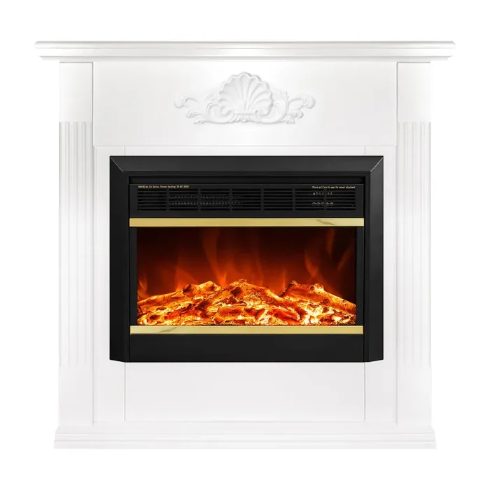 Camino Elettrico da Pavimento 100x100x32 cm Effetto Fiamma 1500W Sofia & Mars Bianco Fornitura - immagine 2