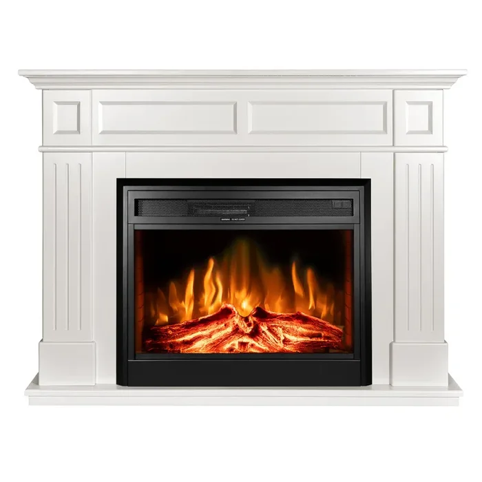 Camino Elettrico da Pavimento 100x132x30 cm Effetto Fiamma 1950W Sicilia & Carmen Panna - immagine 2