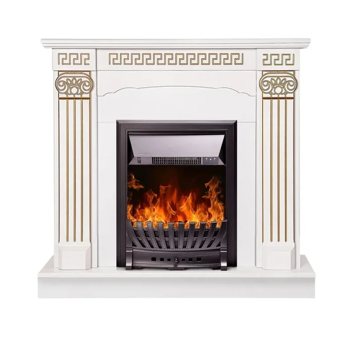 Camino Elettrico da Pavimento 102x110x30 cm Effetto Fiamma 2000W Calisto & Pluton Bianco - immagine 2