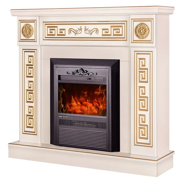 Camino Elettrico da Pavimento 102x110x30 cm Effetto Fiamma 2000W Versailles & Cristina Avorio