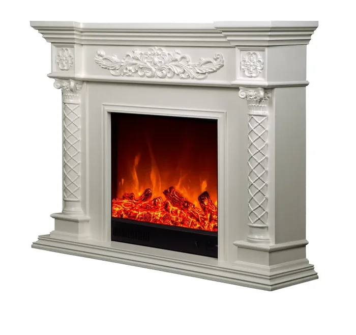 Camino Elettrico da Pavimento 102x120x33 cm Effetto Fiamma 1500W Milano Marrone