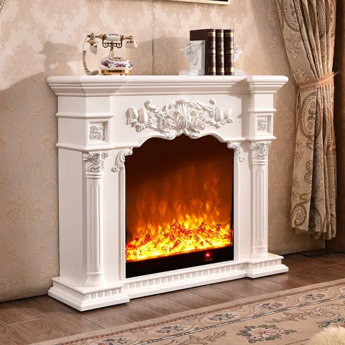 Camino Elettrico da Pavimento 102x120x33 cm Effetto Fiamma 1500W Savage mini Bianco - immagine 3