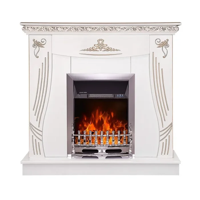 Camino Elettrico da Pavimento 103,5x110x30 cm Effetto Fiamma 2000W Napoli & Galileo Silver Bianco In saldo - immagine 2