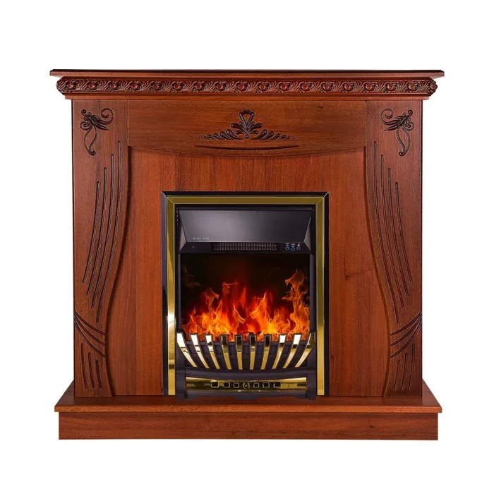 Camino Elettrico da Pavimento 103,5x110x30 cm Effetto Fiamma 2000W Napoli & Meridian Noce Moda - immagine 2