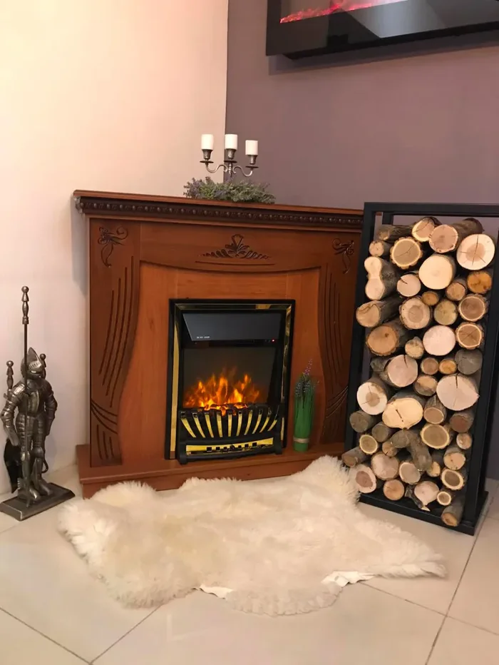 Camino Elettrico da Pavimento 103,5x110x30 cm Effetto Fiamma 2000W Napoli & Meridian Noce Moda - immagine 3