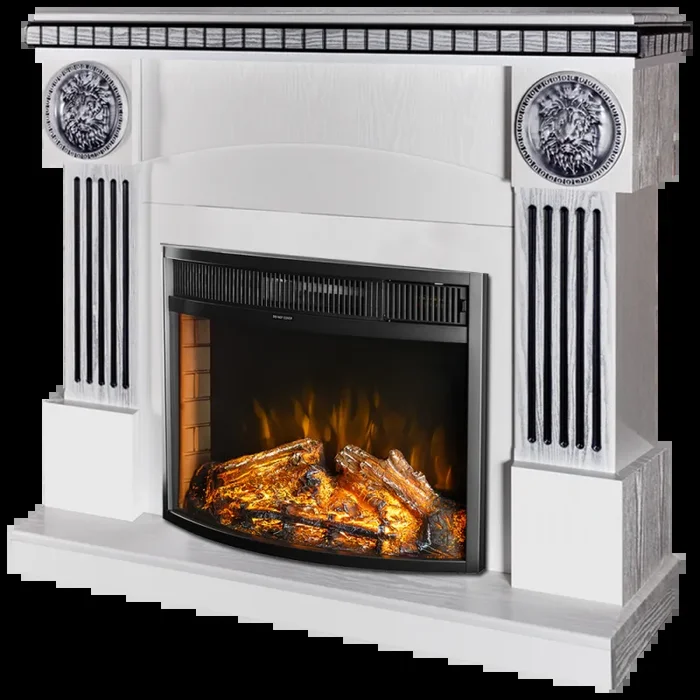 Camino Elettrico da Pavimento 105x120x33 cm Effetto Fiamma 1500W Prometeu & Ararat Bianco/nero Online