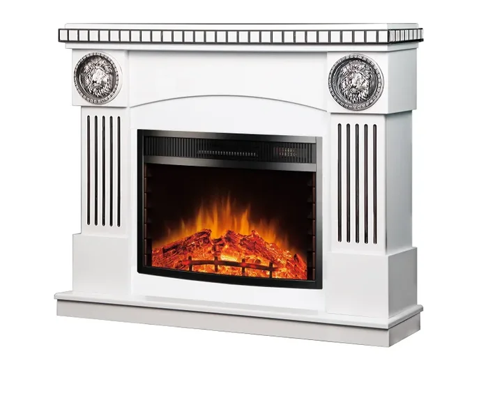 Camino Elettrico da Pavimento 105x120x33 cm Effetto Fiamma 1500W Prometeu & Ararat Bianco/nero Online - immagine 2