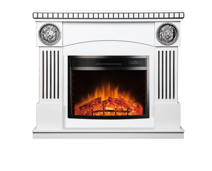 Camino Elettrico da Pavimento 105x120x33 cm Effetto Fiamma 1500W Prometeu & Ararat Bianco/nero Online - immagine 3