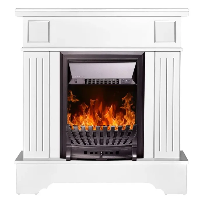 Camino Elettrico da Pavimento 109,2×103,4×30 cm Effetto Fiamma 2000W Marina Extra & Pluton Bianco - immagine 2