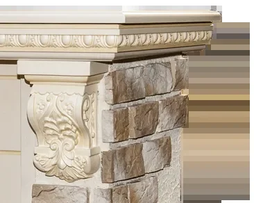 Camino Elettrico da Pavimento 109x110x33 cm Effetto Fiamma 1500W Topaz & Zakinthos Avorio - immagine 2