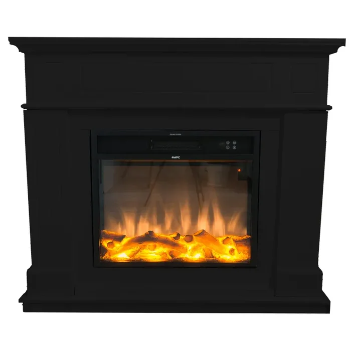 Camino Elettrico da Pavimento 110x95x25 cm Effetto Fiamma 1500W Sined Pienza Nero