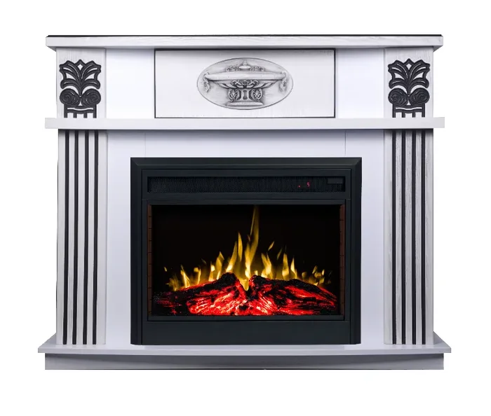 Camino Elettrico da Pavimento 112×142,8×38,5 cm Effetto Fiamma 1500W Roma & Carmen Bianco