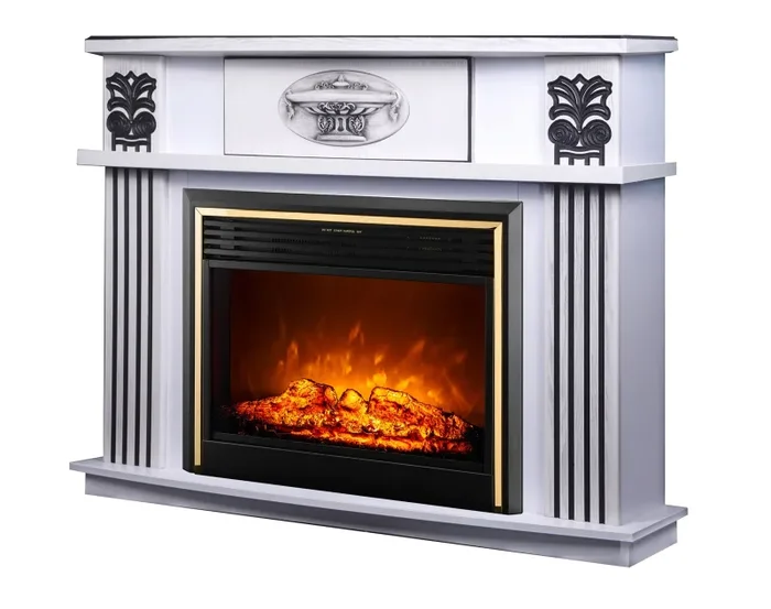 Camino Elettrico da Pavimento 112×142,8×38,5 cm Effetto Fiamma 1500W Roma & Richi Bianco Vendita online