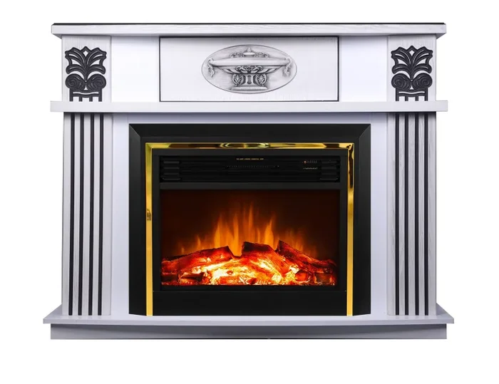 Camino Elettrico da Pavimento 112×142,8×38,5 cm Effetto Fiamma 1500W Roma & Richi Bianco Vendita online - immagine 2