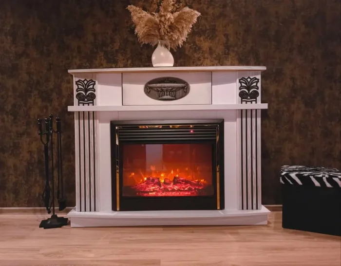 Camino Elettrico da Pavimento 112×142,8×38,5 cm Effetto Fiamma 1500W Roma & Richi Bianco Vendita online - immagine 3