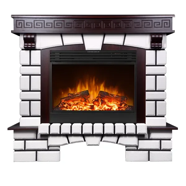 Camino Elettrico da Pavimento 113,6×132,8×35,6 cm Effetto Fiamma 1950W Nazarii & Mirabella Noce - immagine 2