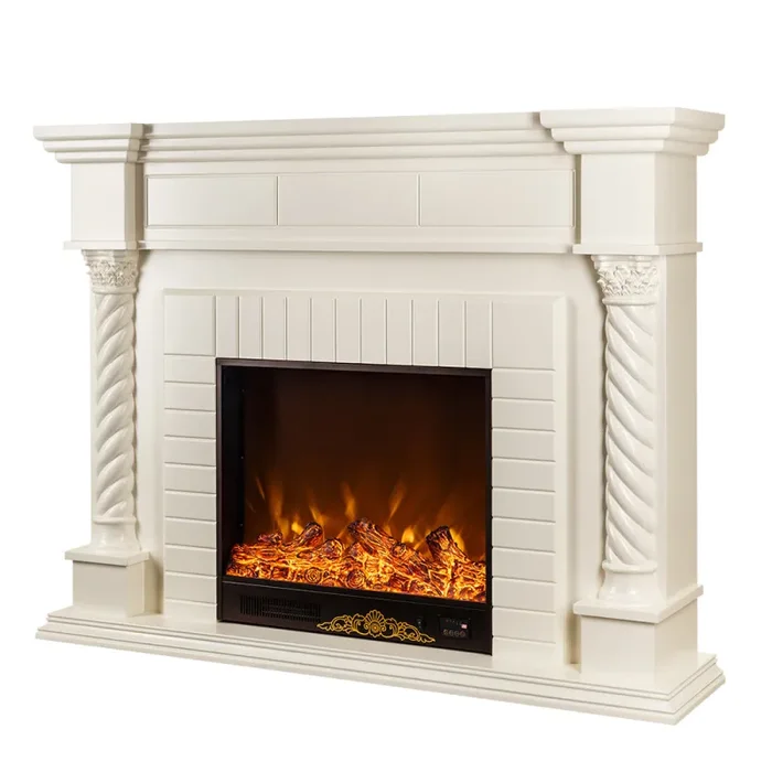 Camino Elettrico da Pavimento 116x150x33 cm Effetto Fiamma 1500W Frankfurt Bianco Online