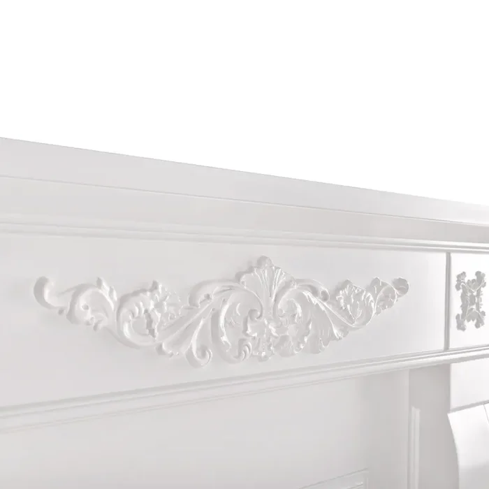 Camino Elettrico da Pavimento 116x150x33 cm Effetto Fiamma 1500W Torino Bianco - immagine 3