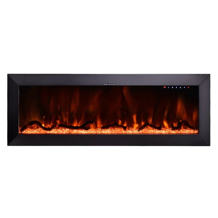 Camino Elettrico da Pavimento 45,5x127x18 cm Effetto Fiamma 1500W Racy 50 Nero - immagine 2