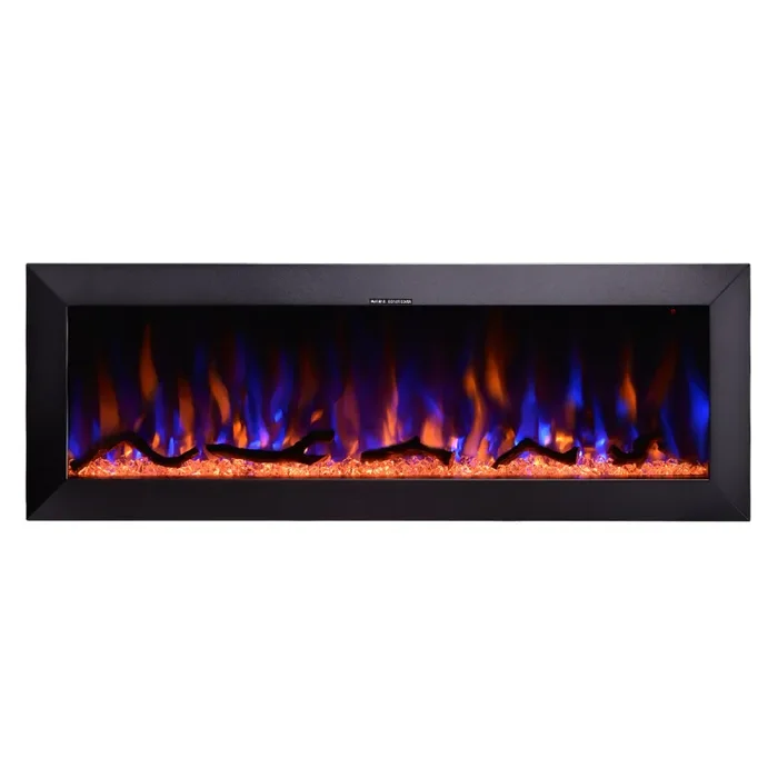 Camino Elettrico da Pavimento 45,5x127x18 cm Effetto Fiamma 1500W Racy 50 Nero - immagine 3