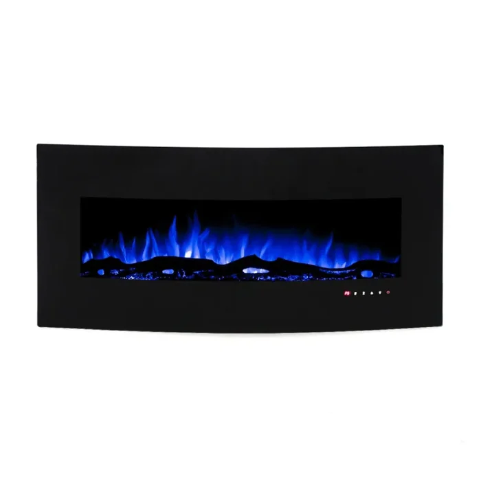 Camino Elettrico da Pavimento 55×122,2×15,7 cm Effetto Fiamma 1500W Archi Nero - immagine 2