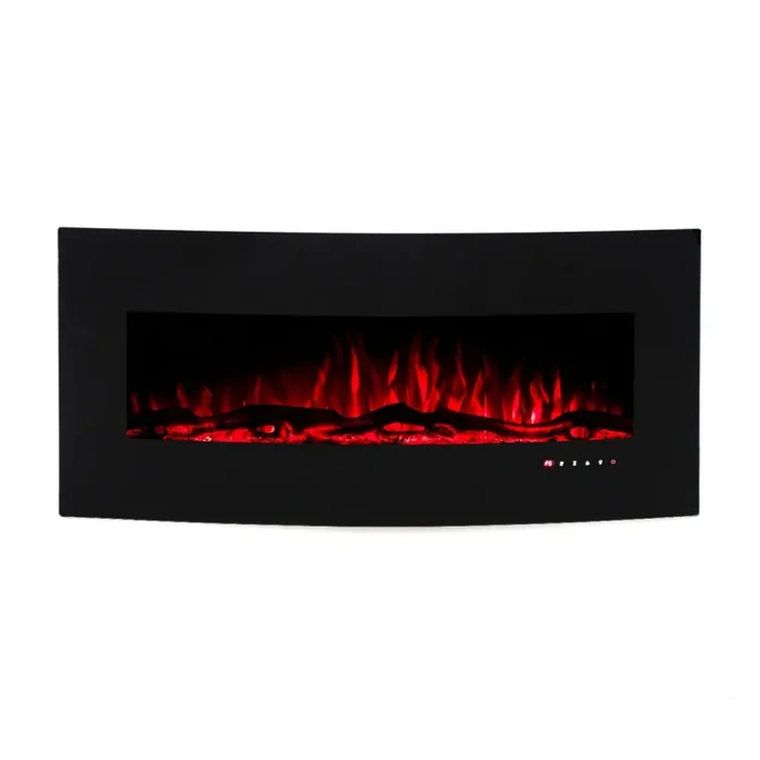 Camino Elettrico da Pavimento 55×122,2×15,7 cm Effetto Fiamma 1500W Archi Nero - immagine 3