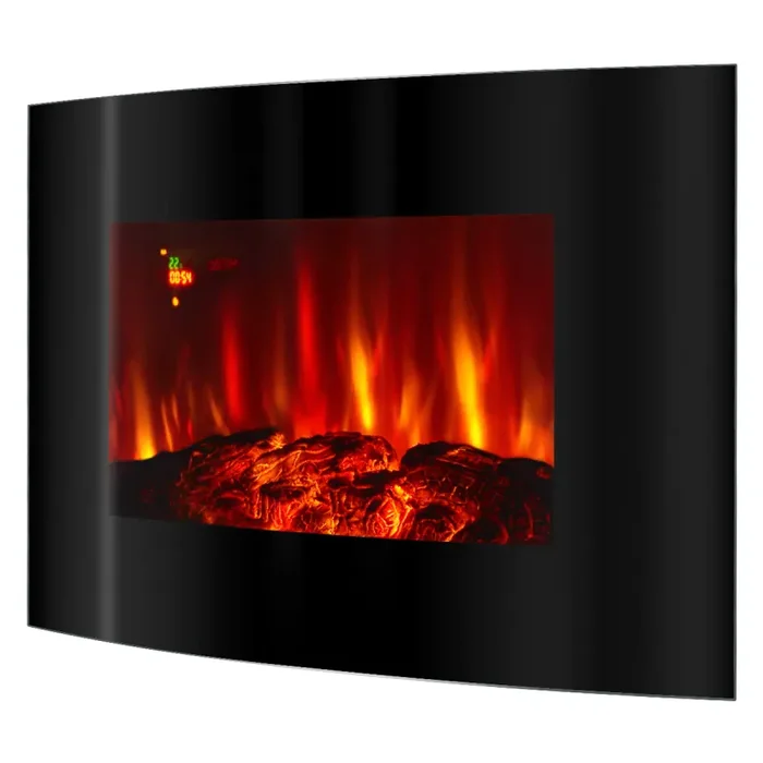 Camino Elettrico da Pavimento 56x90x14,5 cm Effetto Fiamma 1500W Сarlos Nero - immagine 2