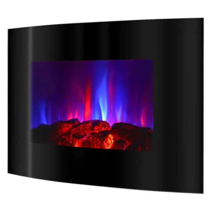 Camino Elettrico da Pavimento 56x90x14,5 cm Effetto Fiamma 1500W Сarlos Nero - immagine 3