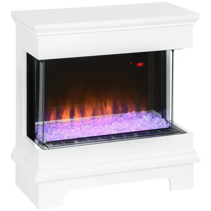 Camino Elettrico da Pavimento 61x28x66,5 cm Effetto Fiamma 2000W Bianco Vendita calda