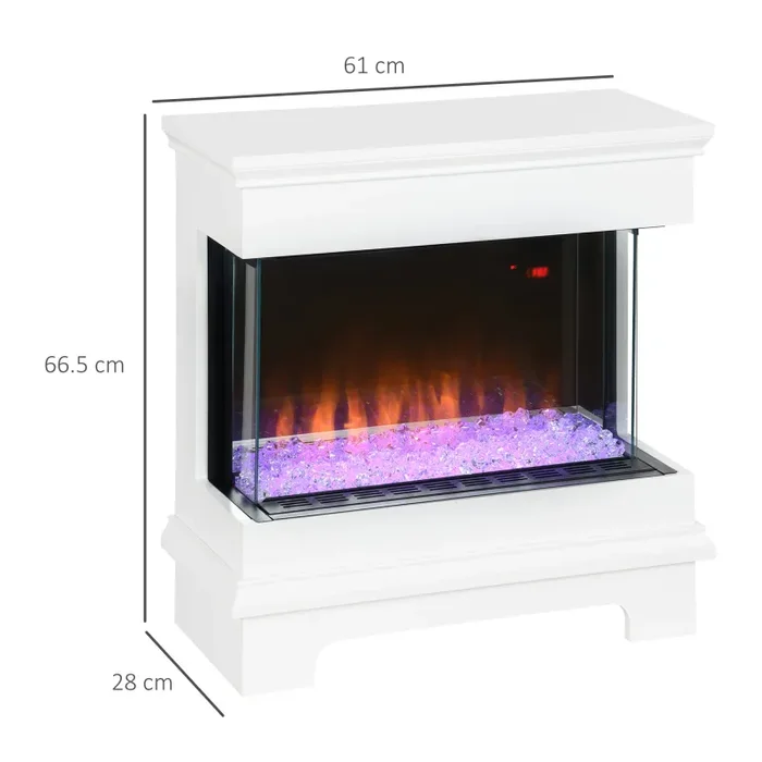 Camino Elettrico da Pavimento 61x28x66,5 cm Effetto Fiamma 2000W Bianco Vendita calda - immagine 3