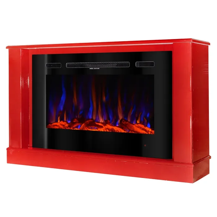 Camino Elettrico da Pavimento 72,5×121,5×30 cm Effetto Fiamma 1500W Bernard mini rosso & Adeli Rosso Moda