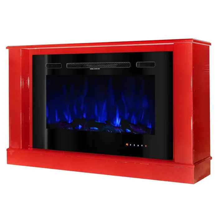 Camino Elettrico da Pavimento 72,5×121,5×30 cm Effetto Fiamma 1500W Bernard mini rosso & Adeli Rosso Moda - immagine 2