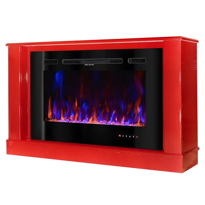 Camino Elettrico da Pavimento 72,5×121,5×30 cm Effetto Fiamma 1500W Bernard mini rosso & Adeli Rosso Moda - immagine 3
