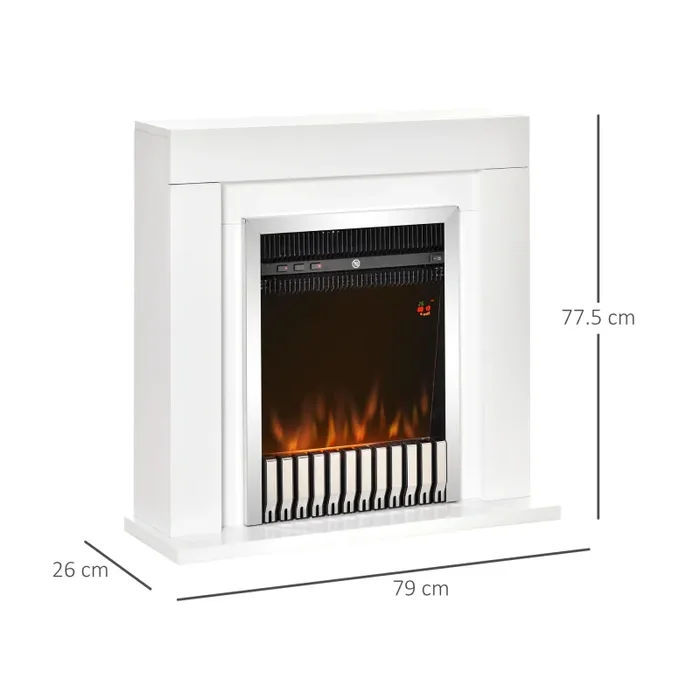 Camino Elettrico da Pavimento 79x26x77,5 cm Effetto Fiamma 2000W Bianco - immagine 3