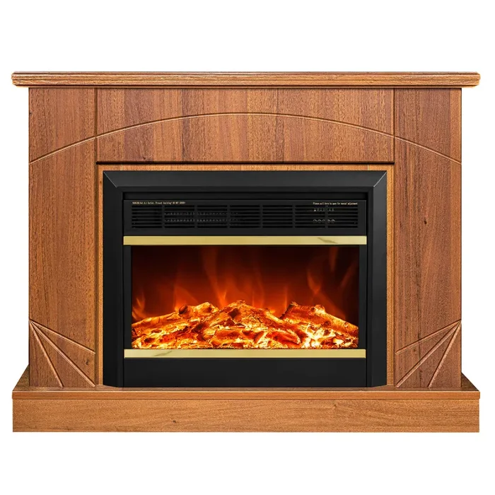 Camino Elettrico da Pavimento 85x110x27 cm Effetto Fiamma 1500W Madeira & Mars Noce - immagine 2