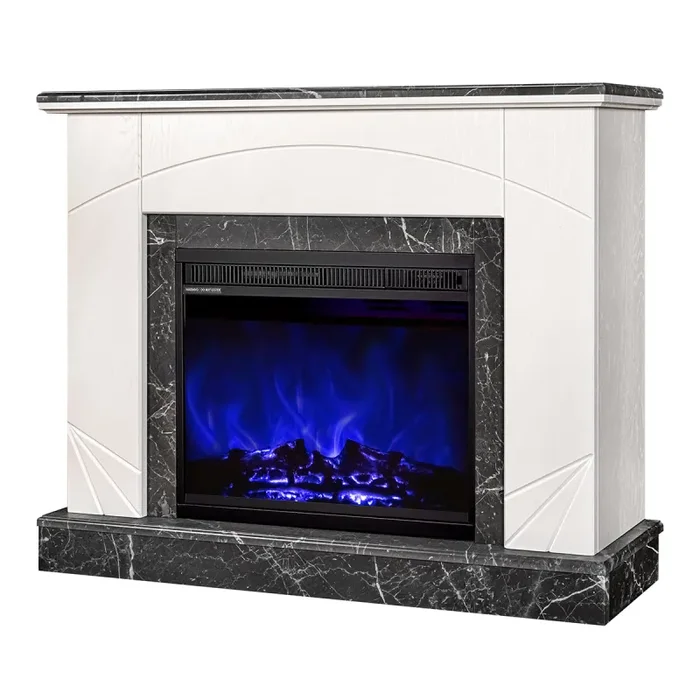 Camino Elettrico da Pavimento 85x110x27 cm Effetto Fiamma 1500W Madeira lux & Lorance Ivory/dark gray - immagine 3