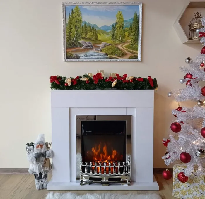 Camino Elettrico da Pavimento 85x95x30 cm Effetto Fiamma 2000W Arthur & Galileo Silver Bianco - immagine 2