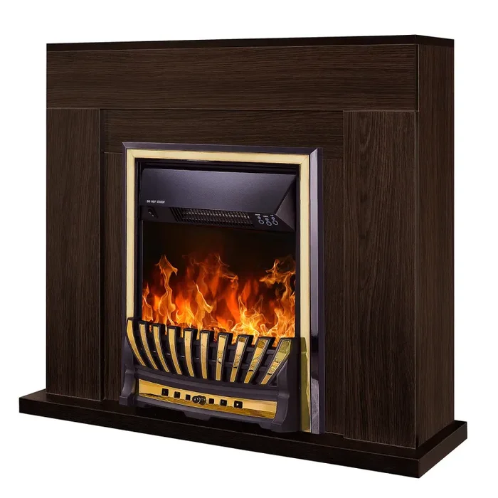 Camino Elettrico da Pavimento 85x95x30 cm Effetto Fiamma 2000W Arthur & Meridian Wenge Moda