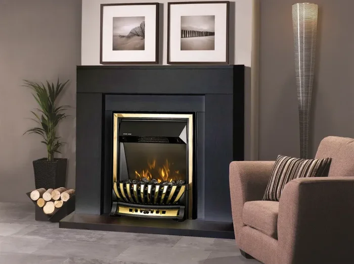 Camino Elettrico da Pavimento 85x95x30 cm Effetto Fiamma 2000W Arthur & Meridian Wenge Moda - immagine 3