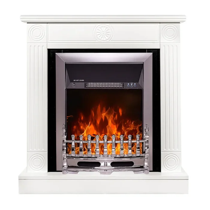 Camino Elettrico da Pavimento 86,5x82x25 cm Effetto Fiamma 2000W Donald & Galileo silver Bianco/nero - immagine 2