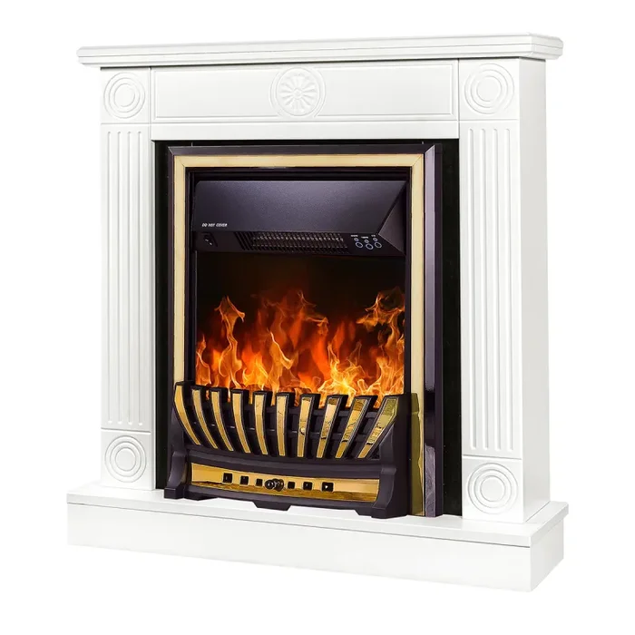 Camino Elettrico da Pavimento 86,5x82x25 cm Effetto Fiamma 2000W Donald & Meridian Bianco/nero Sconti