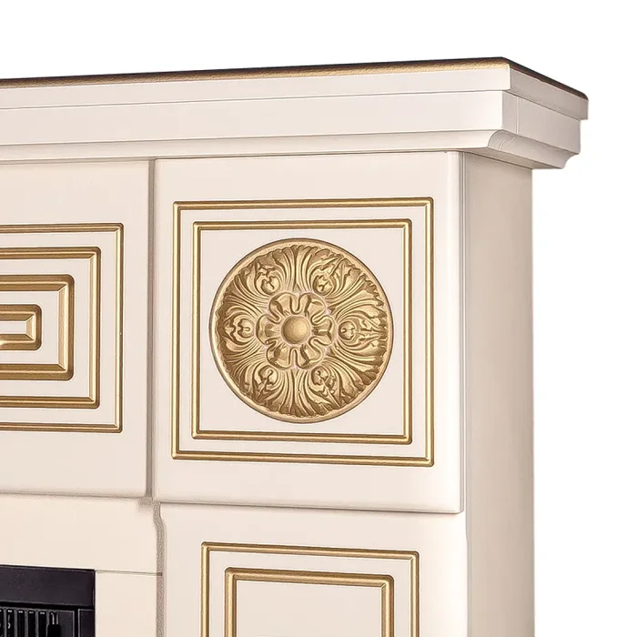 Camino Elettrico da Pavimento 87x110x30 cm Effetto Fiamma 1500W Latifa & Mars Avorio - immagine 3