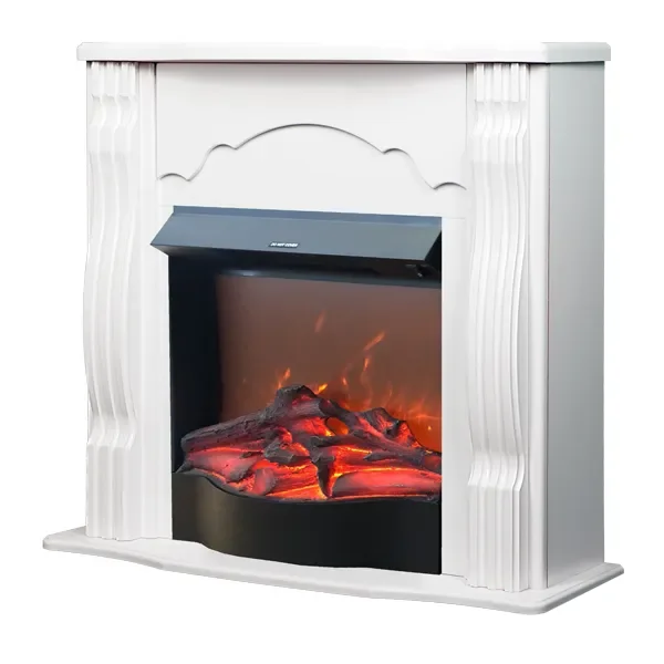 Camino Elettrico da Pavimento 88,3x95x30 cm Effetto Fiamma 1600W Clasic & Corsica Bianco