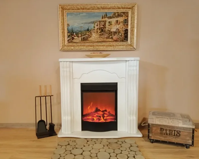 Camino Elettrico da Pavimento 88,3x95x30 cm Effetto Fiamma 1600W Clasic & Corsica Bianco - immagine 3