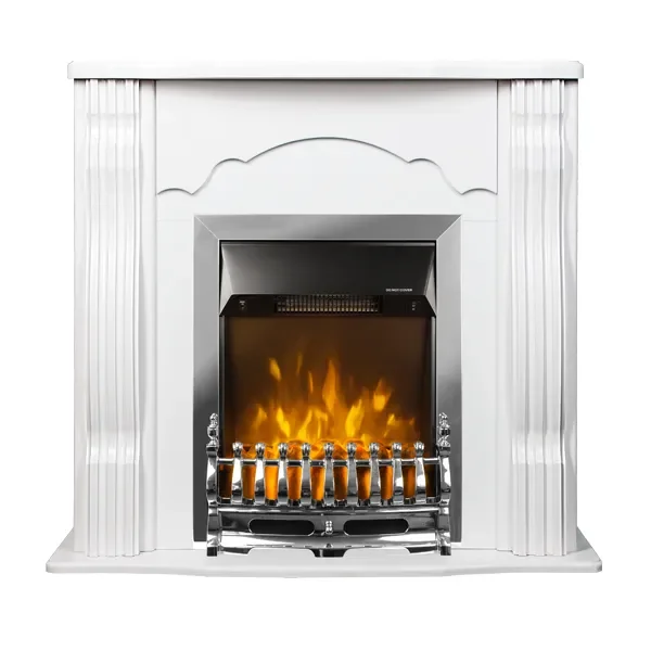 Camino Elettrico da Pavimento 88,3x95x30 cm Effetto Fiamma 2000W Classic & Galileo Silver Bianco - immagine 2