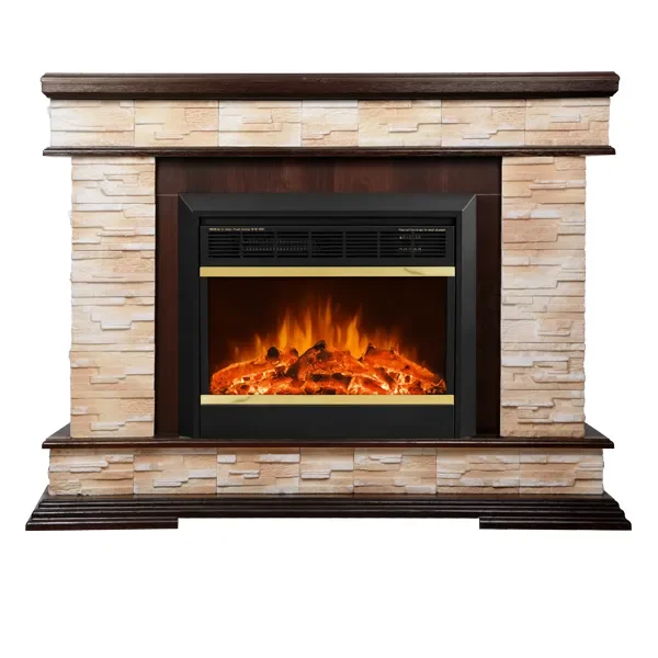 Camino Elettrico da Pavimento 88x118x30,5 cm Effetto Fiamma 1500W Stone & Mars Noce - immagine 2